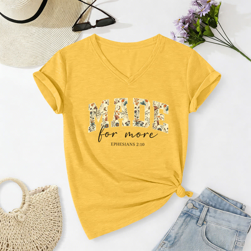 Christianartworkshop T-shirt décontracté à col en V avec motif floral, police cursive universitaire et verset Éphésiens 2:10. - Jaune - 2XL - image 10