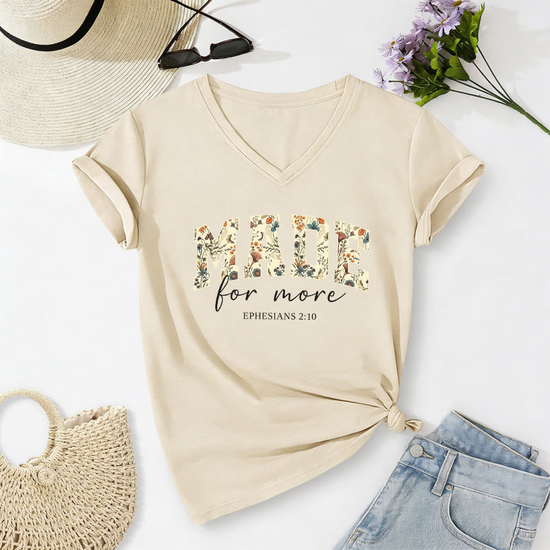 Christianartworkshop T-shirt décontracté à col en V avec motif floral, police cursive universitaire et verset Éphésiens 2:10. - Beige - 2XL - image 8