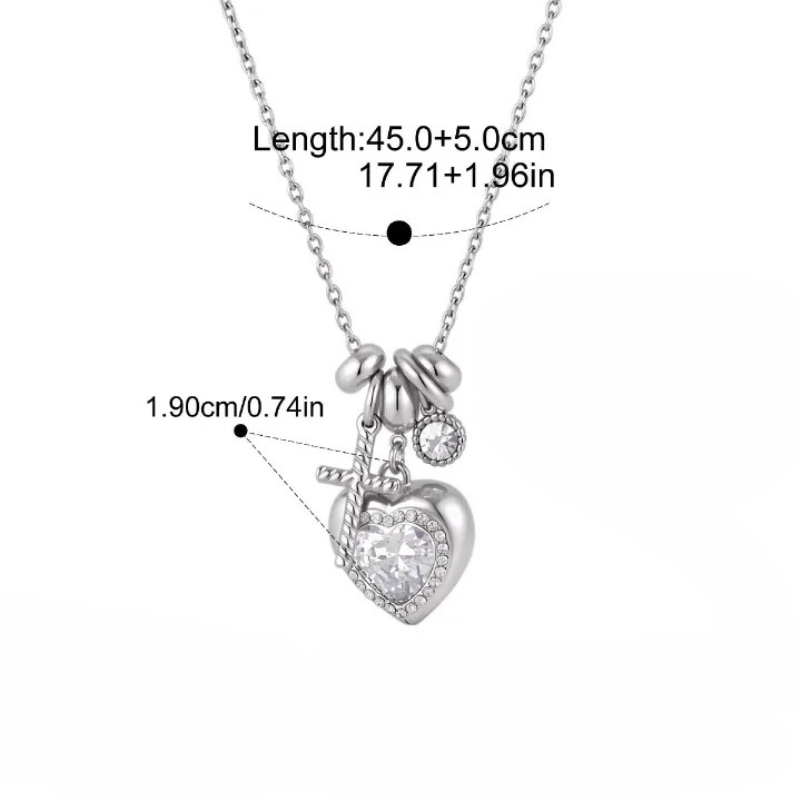 Christianartworkshop Collier à maillons multiples avec pendentif cœur en pierre et croix : emblème intemporel de douce protection céleste - Argent - Cœur sacré et croix - image 7