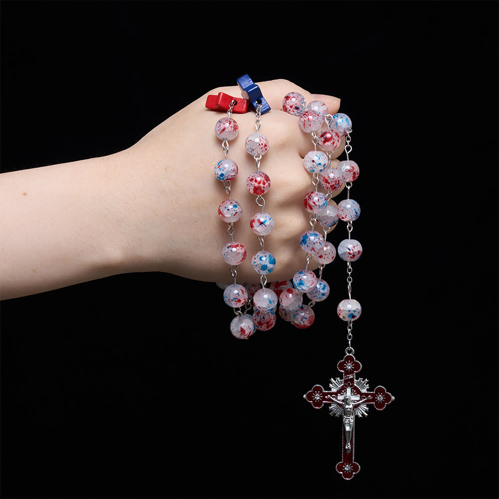 Christianartworkshop Médaillon de l'écusson de Saint Michel en émail avec étoile et perles mouchetées - image 1