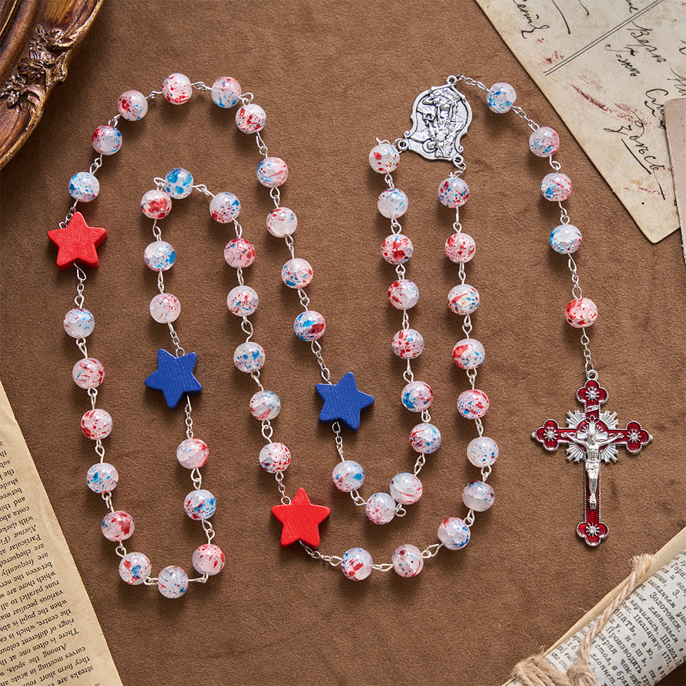 Christianartworkshop Médaillon de l'écusson de Saint Michel en émail avec étoile et perles mouchetées - image 3