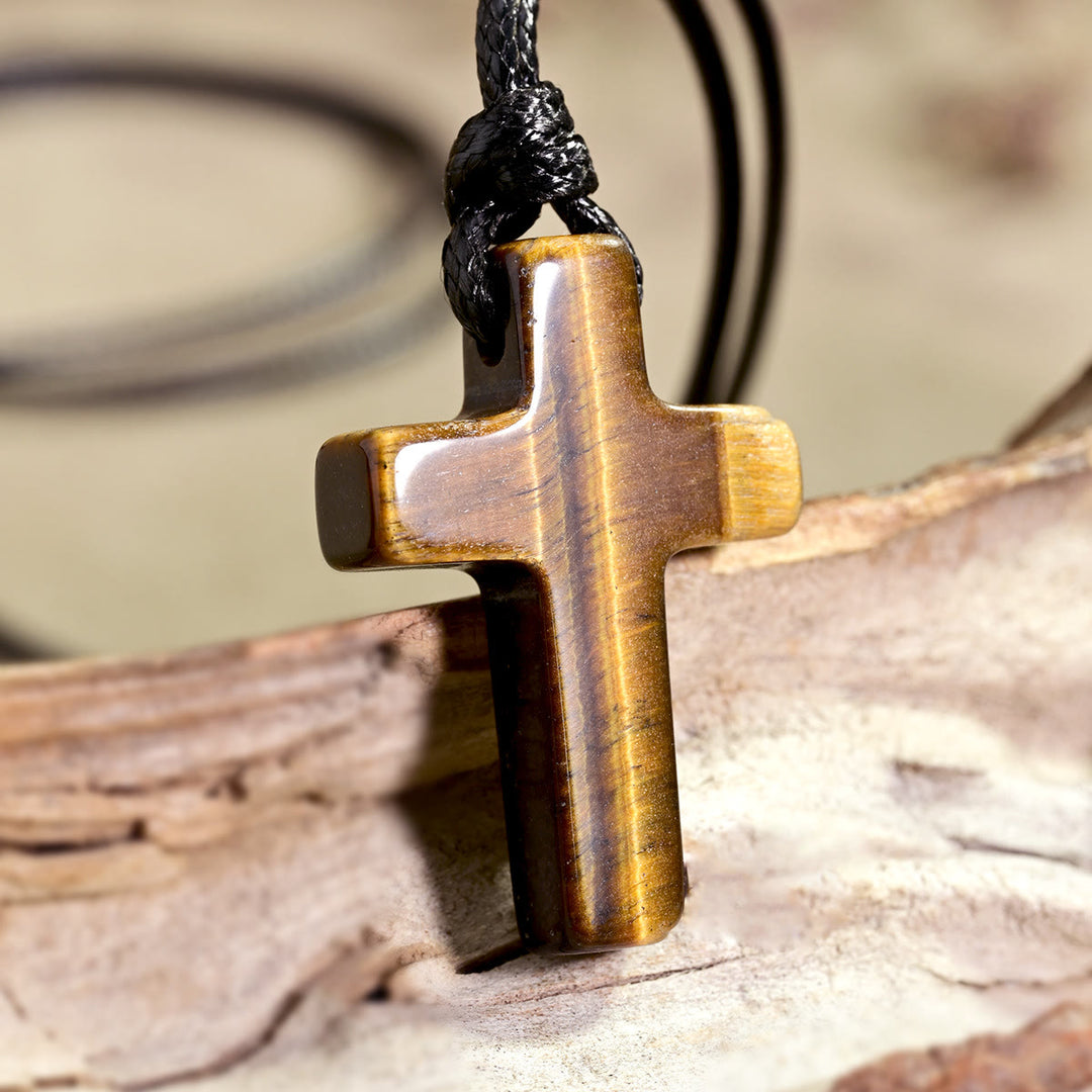 Christianartworkshop Collier à cordon tressé ajustable en œil de tigre : emblème intemporel de douce protection céleste - image 7