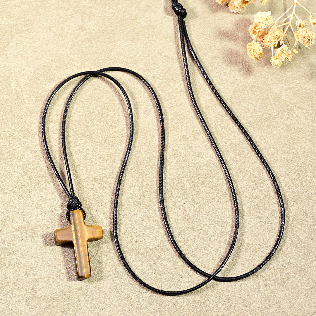 Christianartworkshop Collier à cordon tressé ajustable en œil de tigre : emblème intemporel de douce protection céleste - image 6