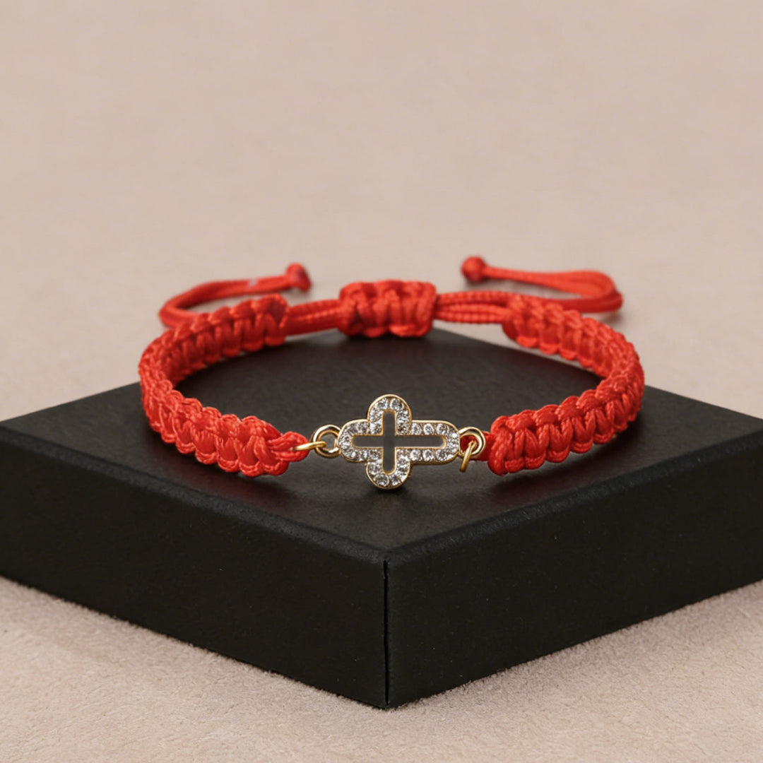 Christianartworkshop Bracelet en cordon tressé avec croix sacrée : emblème personnalisé de la tendresse divine éternelle - Rouge - image 5