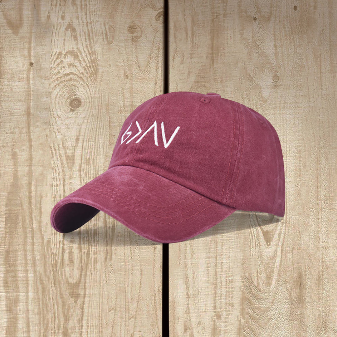 Christianartworkshop Casquette de baseball lavée avec broderie du symbole de flèche minimale « Plus grand que l'épreuve » - Bourgogne - image 10