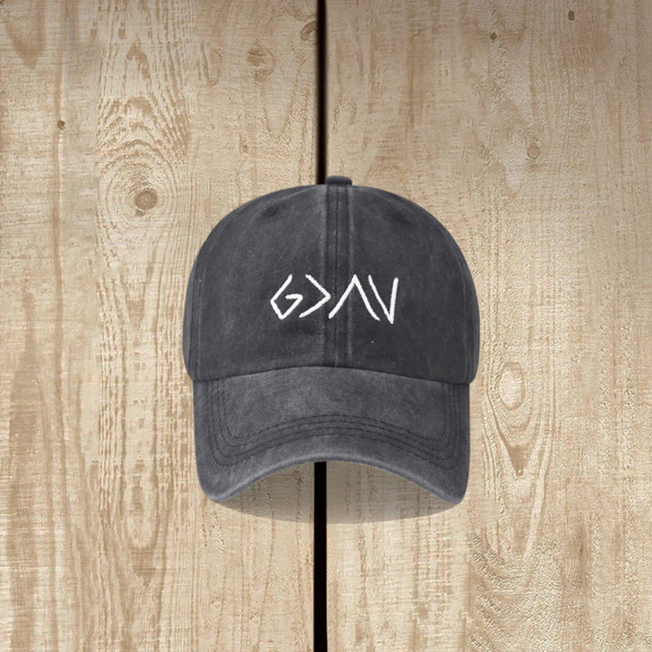 Christianartworkshop Casquette de baseball lavée avec broderie du symbole de flèche minimale « Plus grand que l'épreuve » - image 4