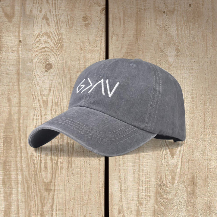 Christianartworkshop Casquette de baseball lavée avec broderie du symbole de flèche minimale « Plus grand que l'épreuve » - Gris - image 9