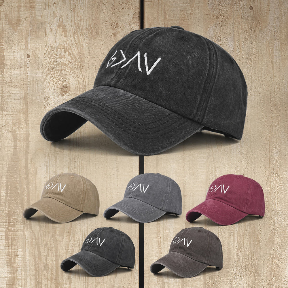 Christianartworkshop Casquette de baseball lavée avec broderie du symbole de flèche minimale « Plus grand que l'épreuve » - image 1