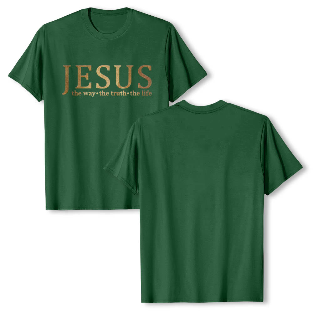 Christianartworkshop T-shirt premium à manches courtes, grande taille, style vintage, à double police, représentant Jésus : Le Chemin, la Vérité, la Vie - image 1