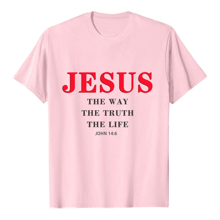 Christianartworkshop T-shirt premium à manches courtes avec grand imprimé gras « Jésus, le chemin, la vérité, la vie » (Jean 14:6) - Rose - 2XL - image 24