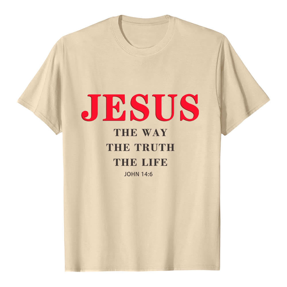 Christianartworkshop T-shirt premium à manches courtes avec grand imprimé gras « Jésus, le chemin, la vérité, la vie » (Jean 14:6) - Beige - 2XL - image 18