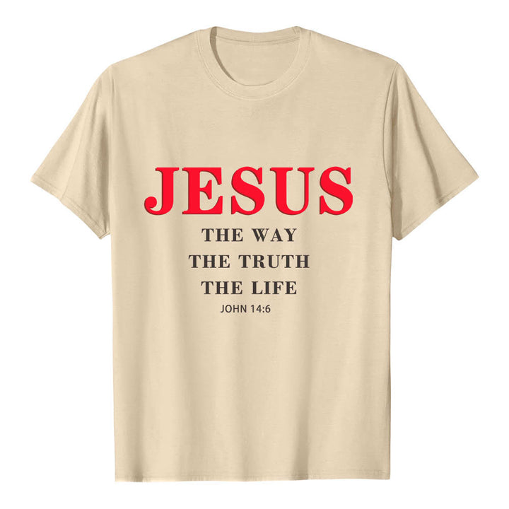Christianartworkshop T-shirt premium à manches courtes avec grand imprimé gras « Jésus, le chemin, la vérité, la vie » (Jean 14:6) - Beige - 2XL - image 18