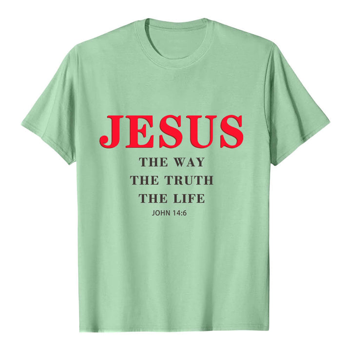 Christianartworkshop T-shirt premium à manches courtes avec grand imprimé gras « Jésus, le chemin, la vérité, la vie » (Jean 14:6) - Vert clair - 2XL - image 21
