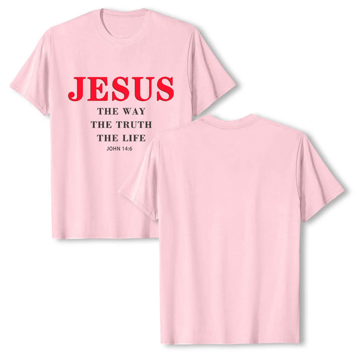 Christianartworkshop T-shirt premium à manches courtes avec grand imprimé gras « Jésus, le chemin, la vérité, la vie » (Jean 14:6) - image 25