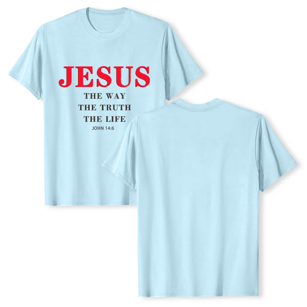 Christianartworkshop T-shirt premium à manches courtes avec grand imprimé gras « Jésus, le chemin, la vérité, la vie » (Jean 14:6) - image 7