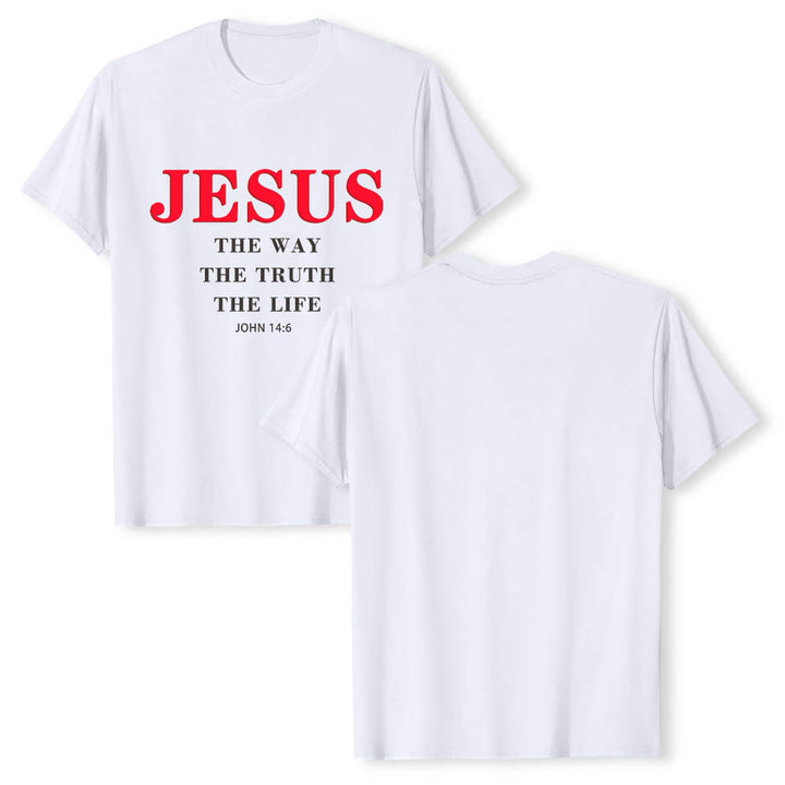 Christianartworkshop T-shirt premium à manches courtes avec grand imprimé gras « Jésus, le chemin, la vérité, la vie » (Jean 14:6) - image 1