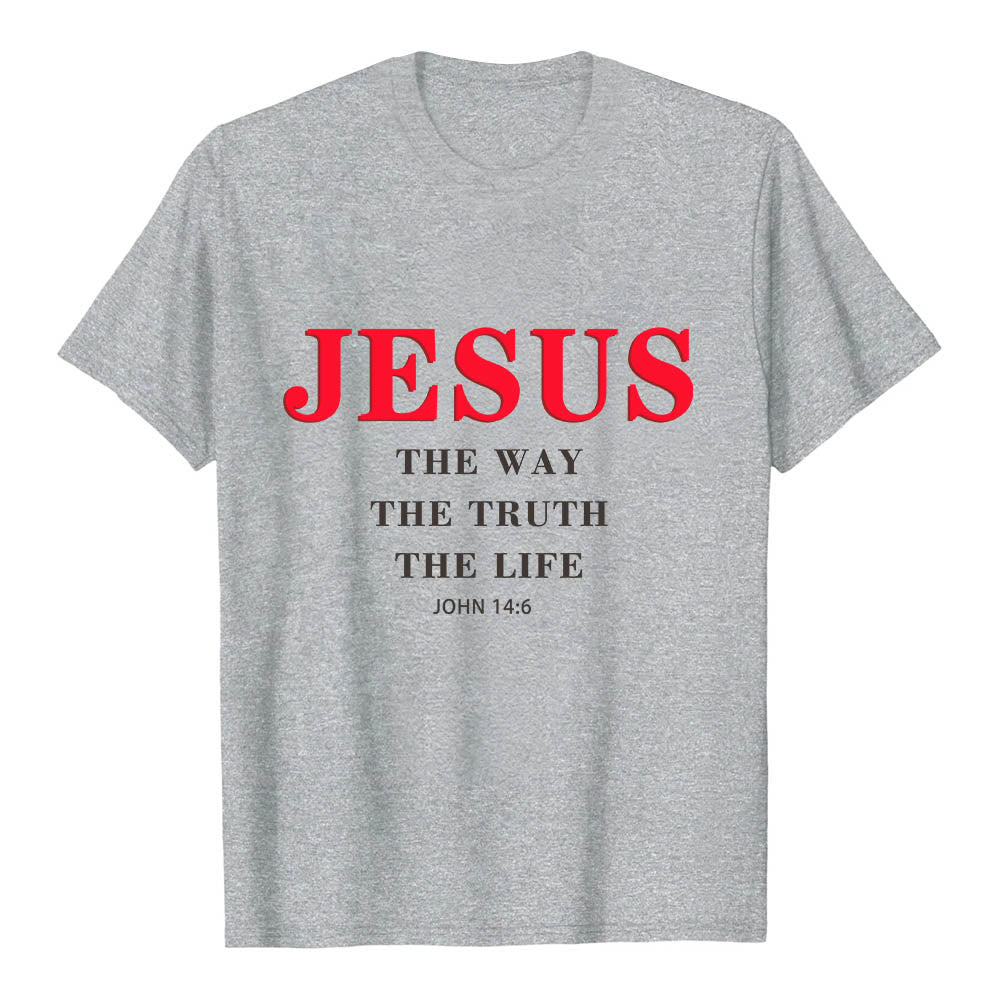 Christianartworkshop T-shirt premium à manches courtes avec grand imprimé gras « Jésus, le chemin, la vérité, la vie » (Jean 14:6) - Gris - 2XL - image 15