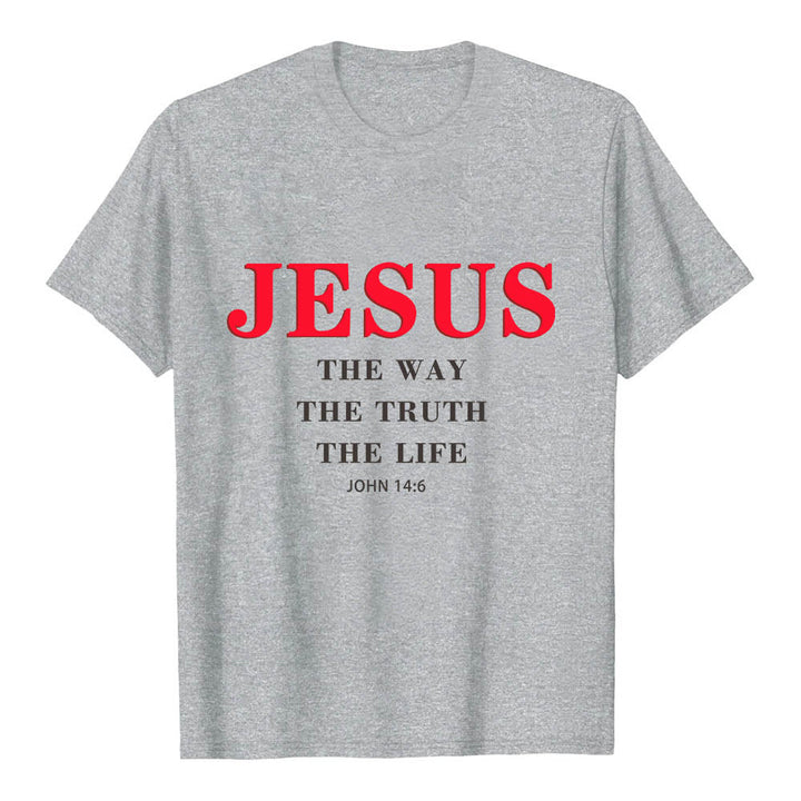 Christianartworkshop T-shirt premium à manches courtes avec grand imprimé gras « Jésus, le chemin, la vérité, la vie » (Jean 14:6) - Gris - 2XL - image 15