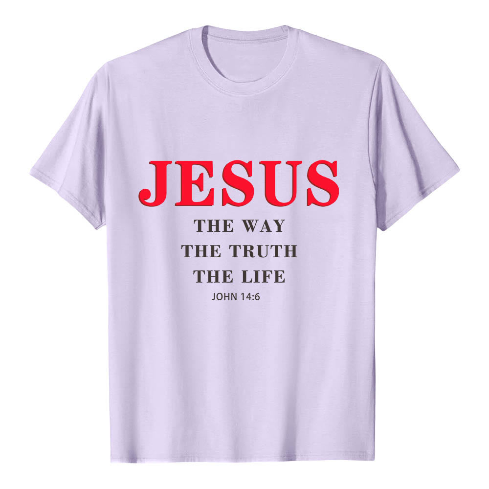 Christianartworkshop T-shirt premium à manches courtes avec grand imprimé gras « Jésus, le chemin, la vérité, la vie » (Jean 14:6) - Violet - 2XL - image 9