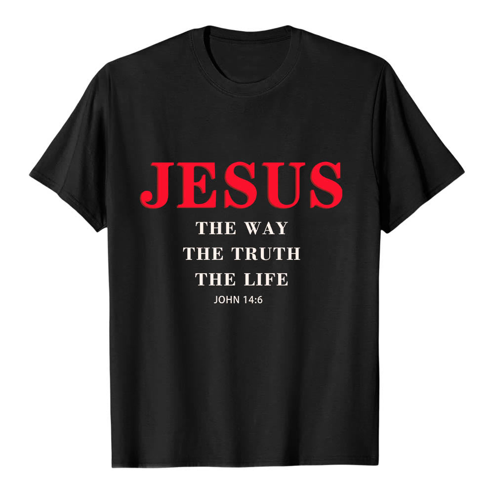 Christianartworkshop T-shirt premium à manches courtes avec grand imprimé gras « Jésus, le chemin, la vérité, la vie » (Jean 14:6) - Noir - 2XL - image 12