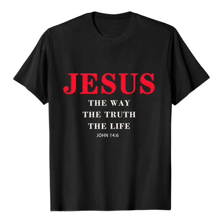 Christianartworkshop T-shirt premium à manches courtes avec grand imprimé gras « Jésus, le chemin, la vérité, la vie » (Jean 14:6) - Noir - 2XL - image 12