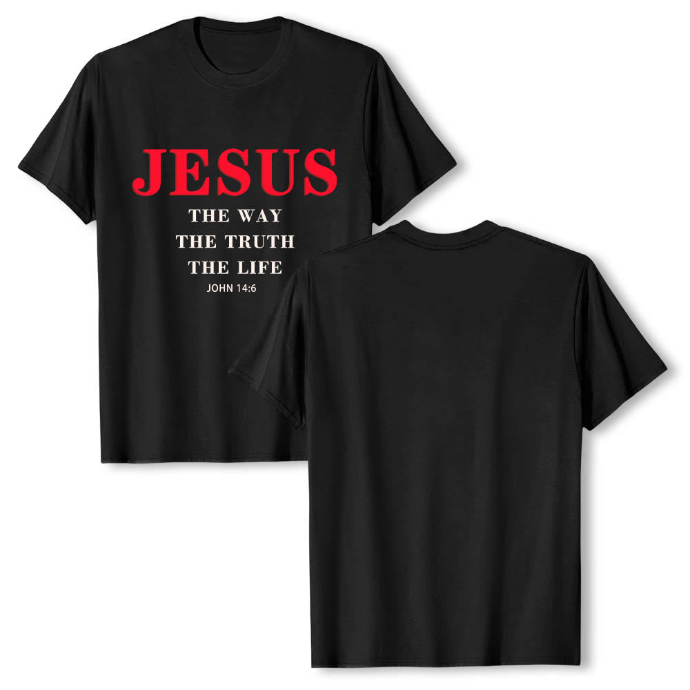 Christianartworkshop T-shirt premium à manches courtes avec grand imprimé gras « Jésus, le chemin, la vérité, la vie » (Jean 14:6) - image 13