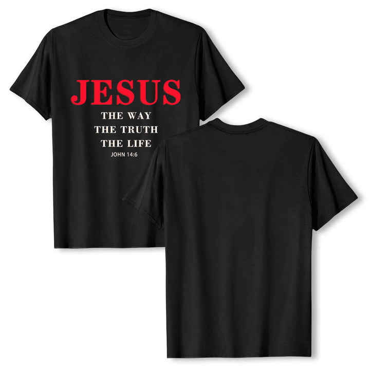 Christianartworkshop T-shirt premium à manches courtes avec grand imprimé gras « Jésus, le chemin, la vérité, la vie » (Jean 14:6) - image 13