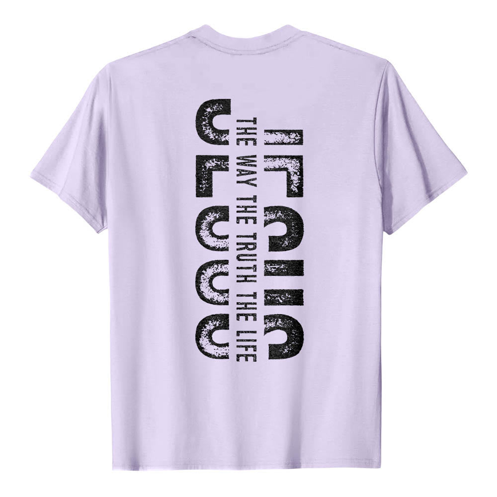 Christianartworkshop T-shirt premium à manches courtes avec imprimé croisé devant et dos vertical effet vieilli « JÉSUS Le Chemin, la Vérité, la Vie » - image 14