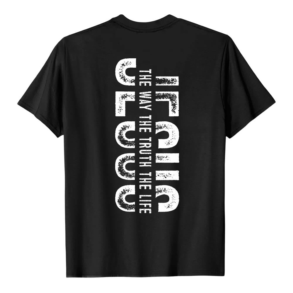Christianartworkshop T-shirt premium à manches courtes avec imprimé croisé devant et dos vertical effet vieilli « JÉSUS Le Chemin, la Vérité, la Vie » - image 17
