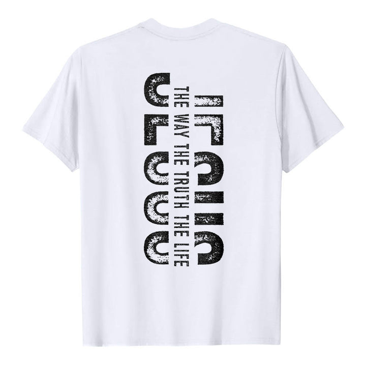 Christianartworkshop T-shirt premium à manches courtes avec imprimé croisé devant et dos vertical effet vieilli « JÉSUS Le Chemin, la Vérité, la Vie » - image 5
