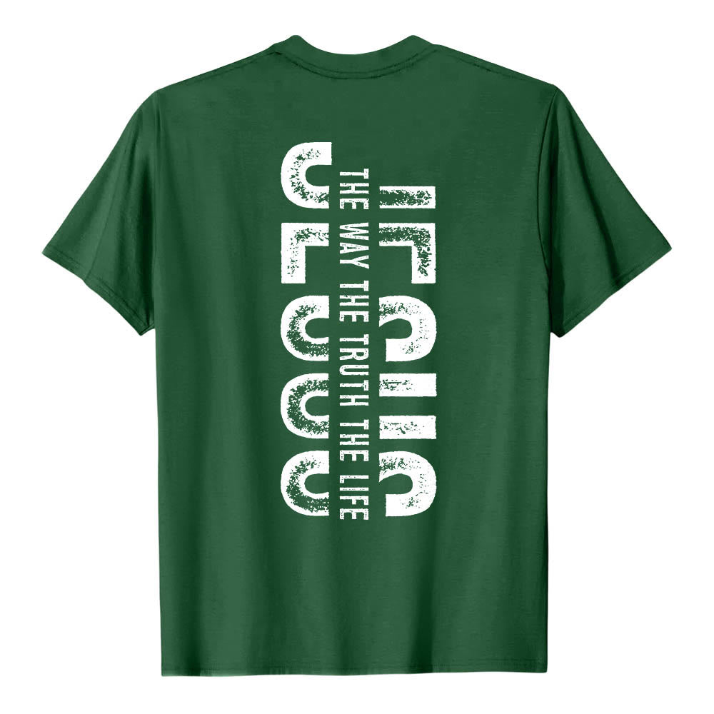 Christianartworkshop T-shirt premium à manches courtes avec imprimé croisé devant et dos vertical effet vieilli « JÉSUS Le Chemin, la Vérité, la Vie » - image 8