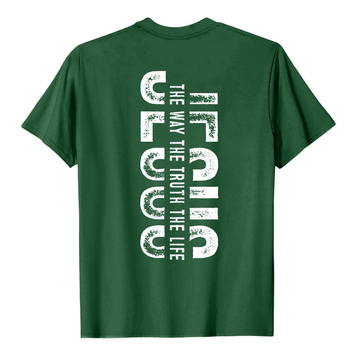 Christianartworkshop T-shirt premium à manches courtes avec imprimé croisé devant et dos vertical effet vieilli « JÉSUS Le Chemin, la Vérité, la Vie » - image 8