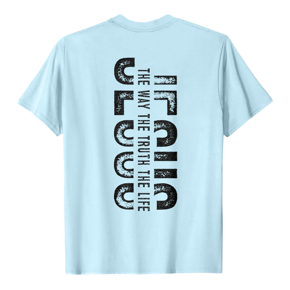 Christianartworkshop T-shirt premium à manches courtes avec imprimé croisé devant et dos vertical effet vieilli « JÉSUS Le Chemin, la Vérité, la Vie » - image 11