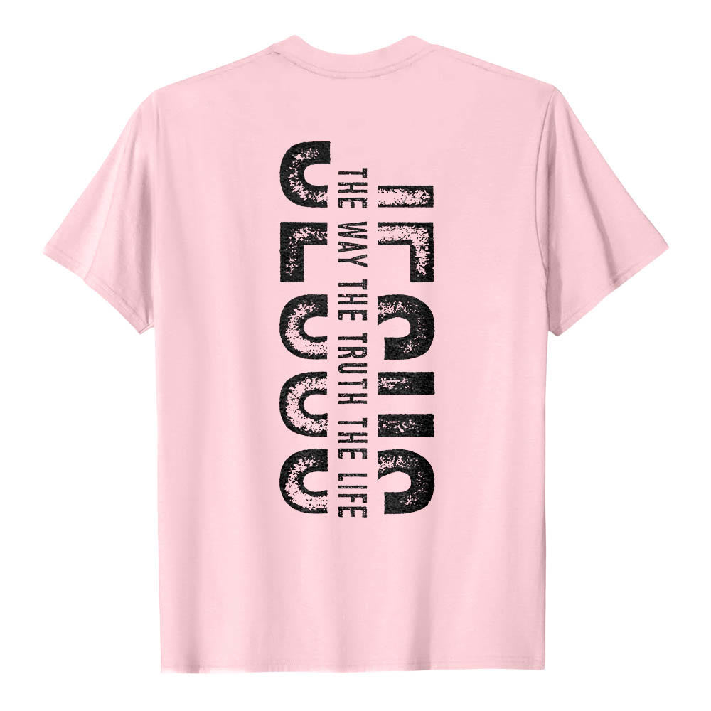 Christianartworkshop T-shirt premium à manches courtes avec imprimé croisé devant et dos vertical effet vieilli « JÉSUS Le Chemin, la Vérité, la Vie » - image 26
