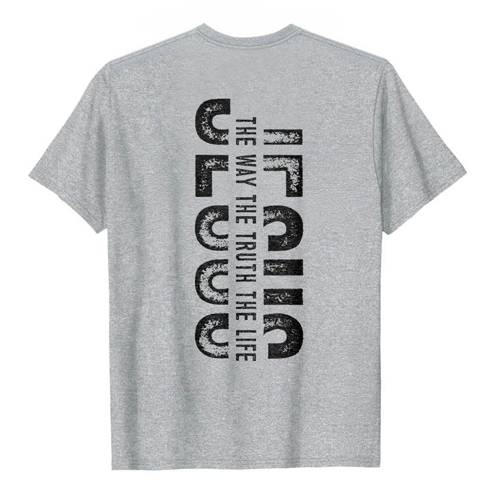 Christianartworkshop T-shirt premium à manches courtes avec imprimé croisé devant et dos vertical effet vieilli « JÉSUS Le Chemin, la Vérité, la Vie » - image 2