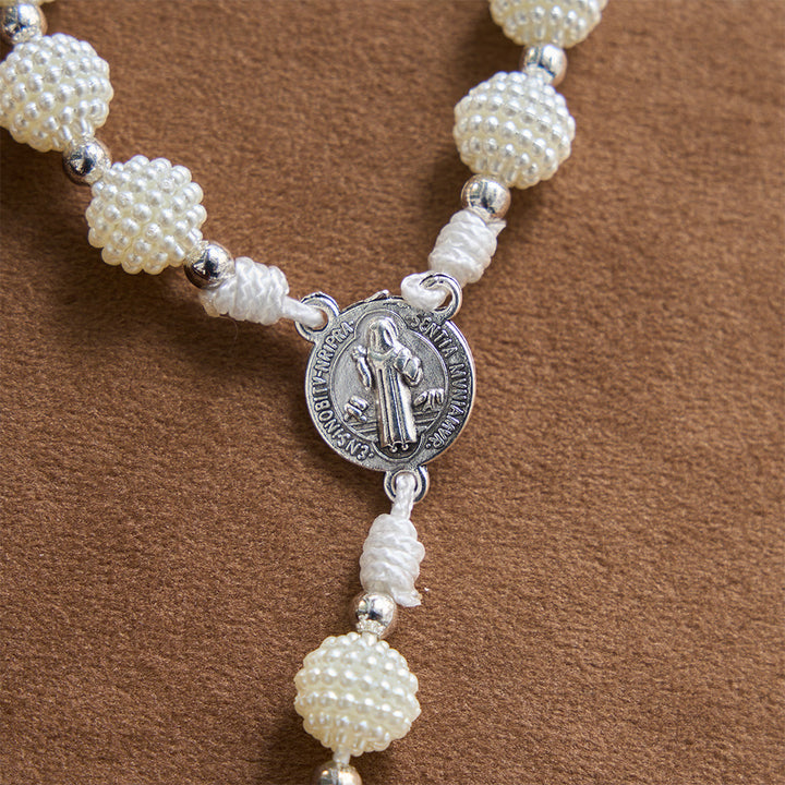 Christianartworkshop Chapelet de poche en cordon avec perles et pendentif clé gravé de saint Benoît - image 6