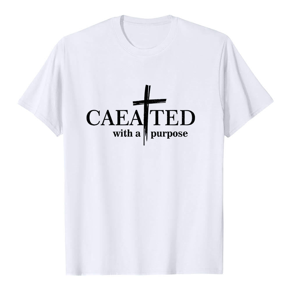 Christianartworkshop T-shirt premium à manches courtes « Créé dans un but précis » avec motif de coup de pinceau croisé. - Blanc - 2XL - image 12