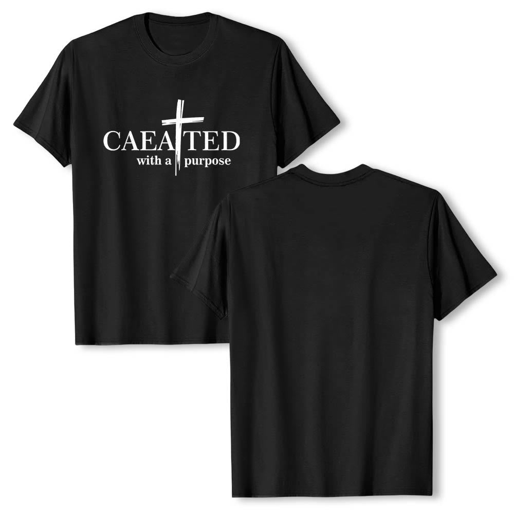 Christianartworkshop T-shirt premium à manches courtes « Créé dans un but précis » avec motif de coup de pinceau croisé. - image 1