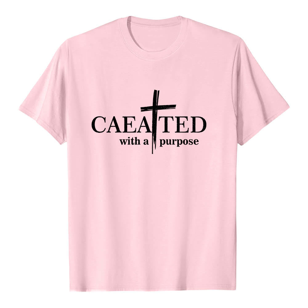 Christianartworkshop T-shirt premium à manches courtes « Créé dans un but précis » avec motif de coup de pinceau croisé. - Rose - 2XL - image 24