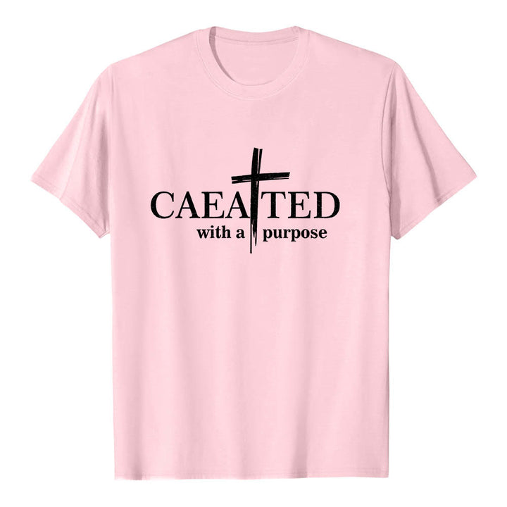 Christianartworkshop T-shirt premium à manches courtes « Créé dans un but précis » avec motif de coup de pinceau croisé. - Rose - 2XL - image 24