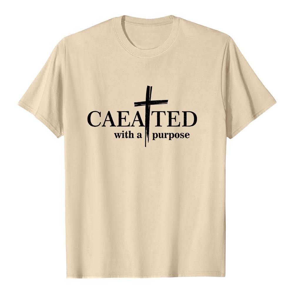 Christianartworkshop T-shirt premium à manches courtes « Créé dans un but précis » avec motif de coup de pinceau croisé. - Beige - 2XL - image 18