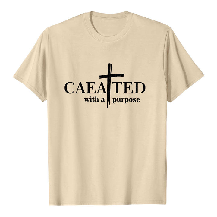 Christianartworkshop T-shirt premium à manches courtes « Créé dans un but précis » avec motif de coup de pinceau croisé. - Beige - 2XL - image 18