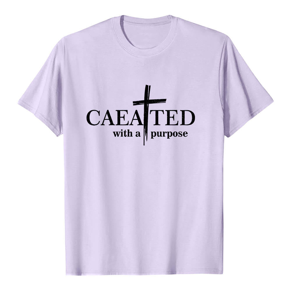Christianartworkshop T-shirt premium à manches courtes « Créé dans un but précis » avec motif de coup de pinceau croisé. - Violet - 2XL - image 9