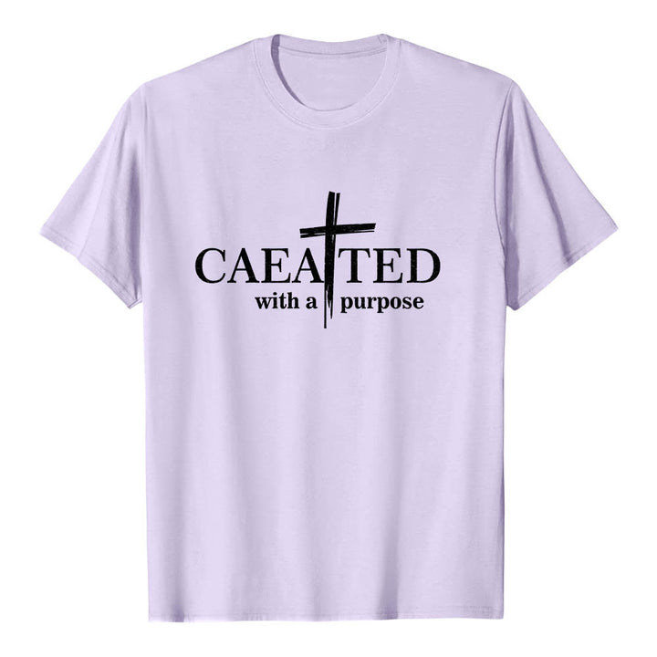 Christianartworkshop T-shirt premium à manches courtes « Créé dans un but précis » avec motif de coup de pinceau croisé. - Violet - 2XL - image 9