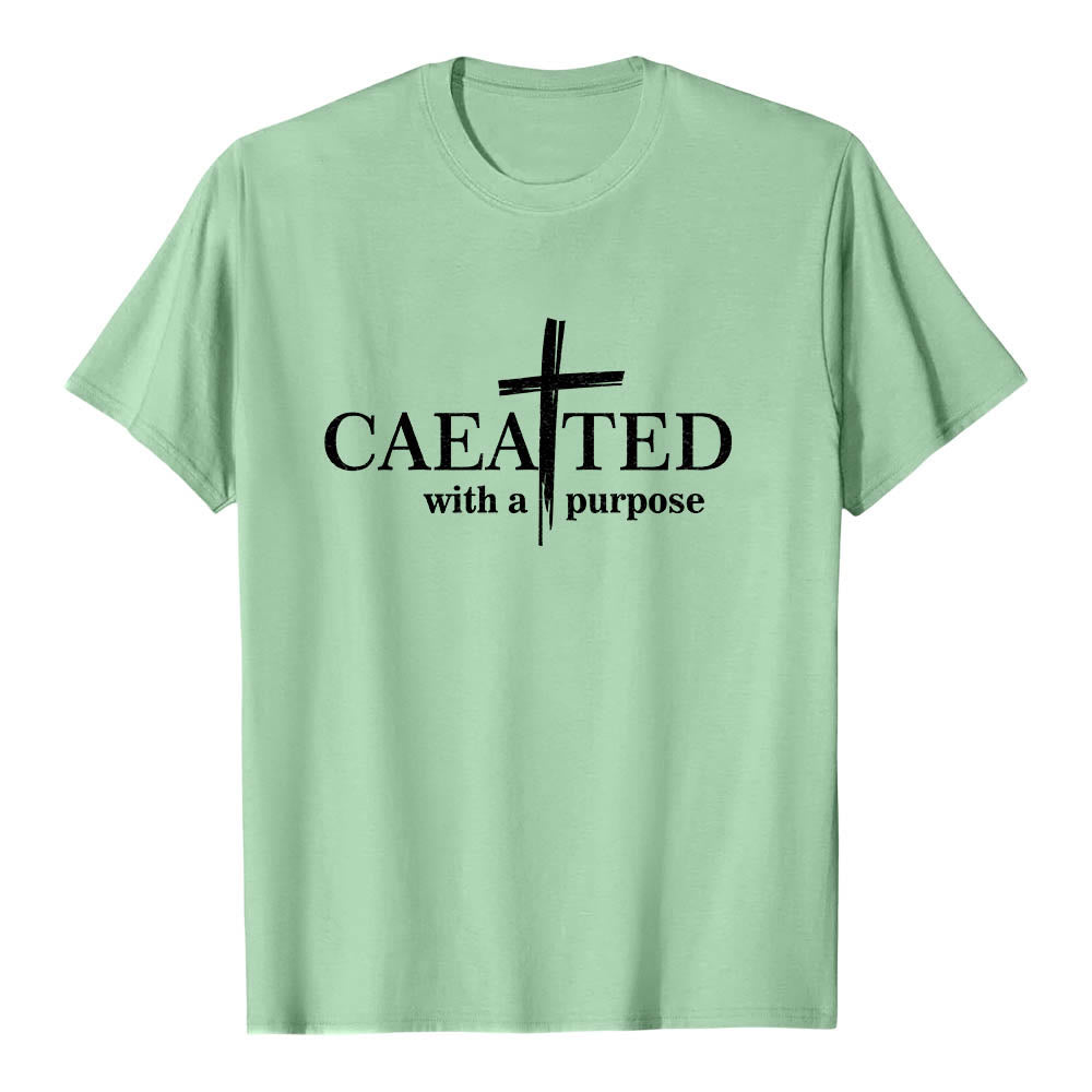 Christianartworkshop T-shirt premium à manches courtes « Créé dans un but précis » avec motif de coup de pinceau croisé. - Vert clair - 2XL - image 21