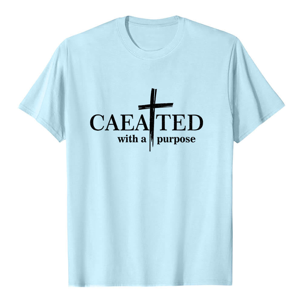 Christianartworkshop T-shirt premium à manches courtes « Créé dans un but précis » avec motif de coup de pinceau croisé. - Bleu - 2XL - image 6