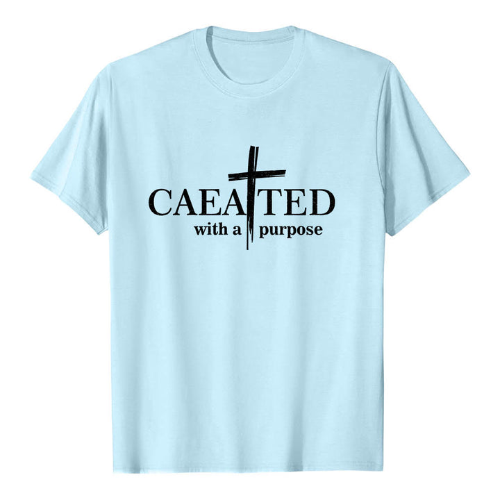 Christianartworkshop T-shirt premium à manches courtes « Créé dans un but précis » avec motif de coup de pinceau croisé. - Bleu - 2XL - image 6
