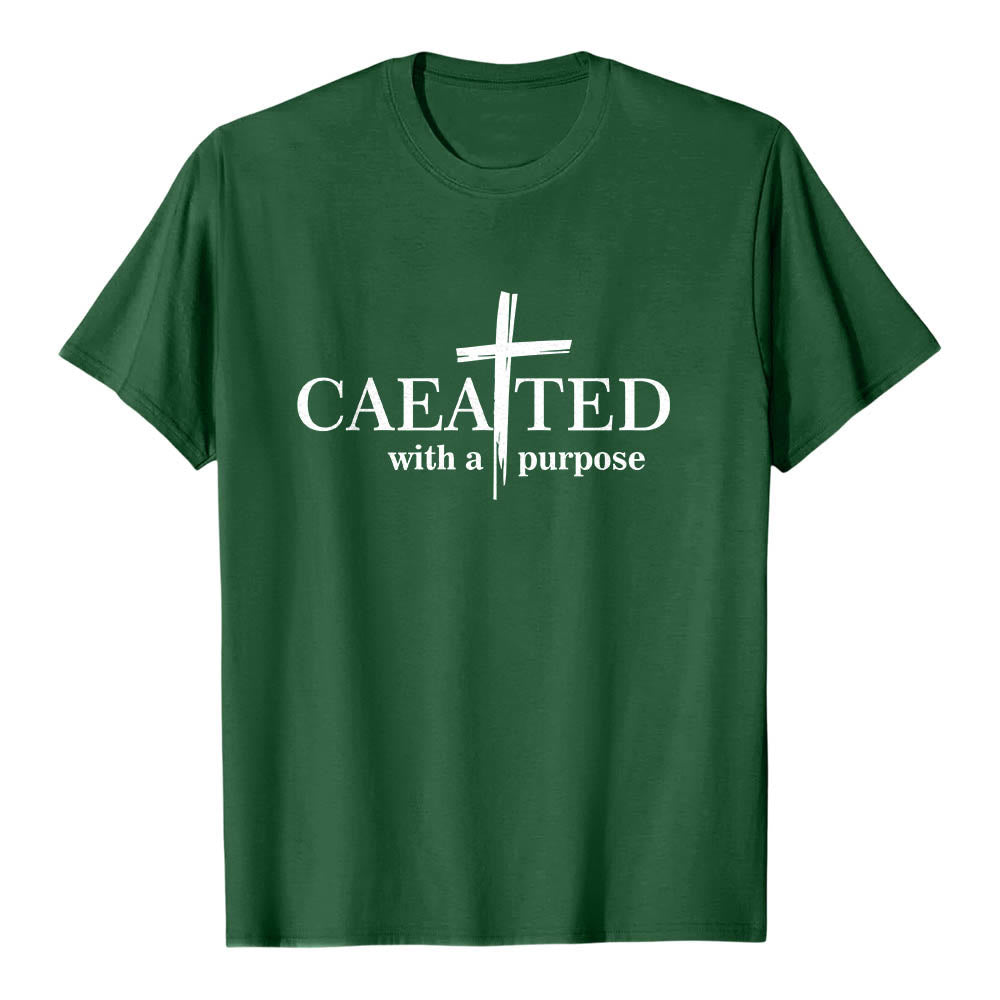 Christianartworkshop T-shirt premium à manches courtes « Créé dans un but précis » avec motif de coup de pinceau croisé. - Vert foncé - 2XL - image 3