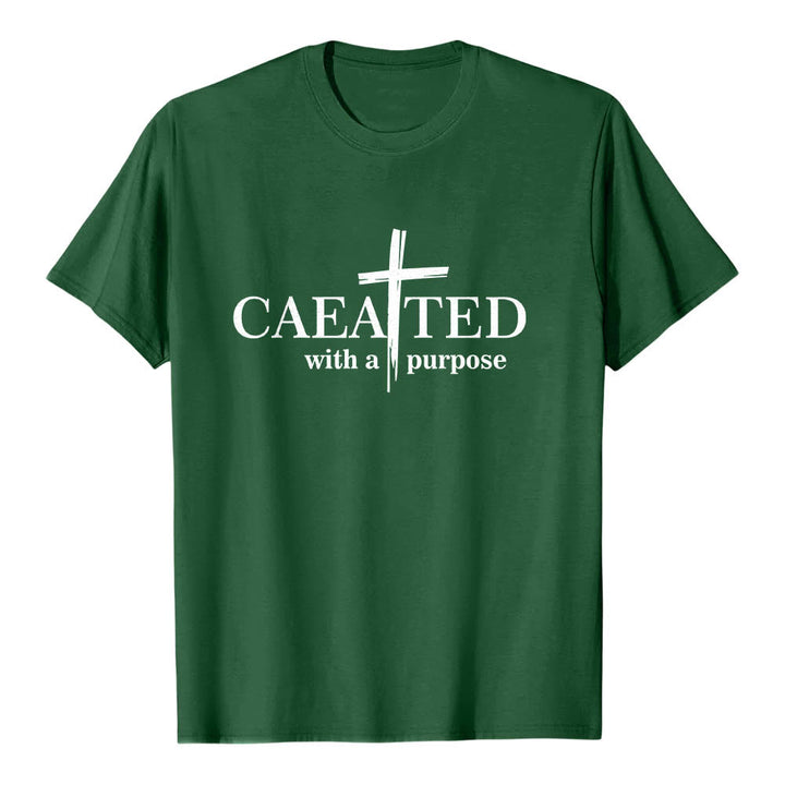 Christianartworkshop T-shirt premium à manches courtes « Créé dans un but précis » avec motif de coup de pinceau croisé. - Vert foncé - 2XL - image 3