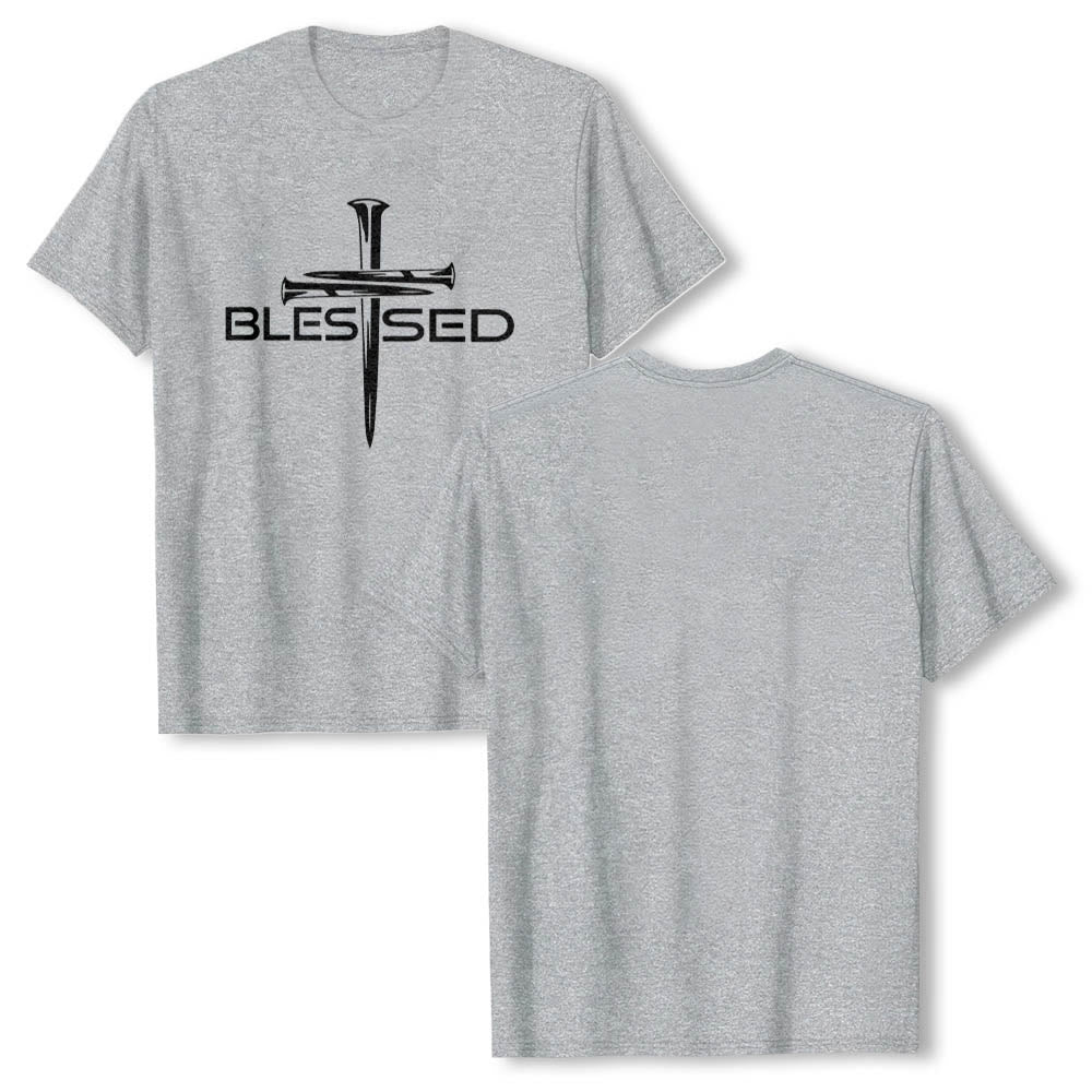 Christianartworkshop T-shirt premium à manches courtes avec imprimé en gras « Trois clous bénis » et croix fendue - image 16